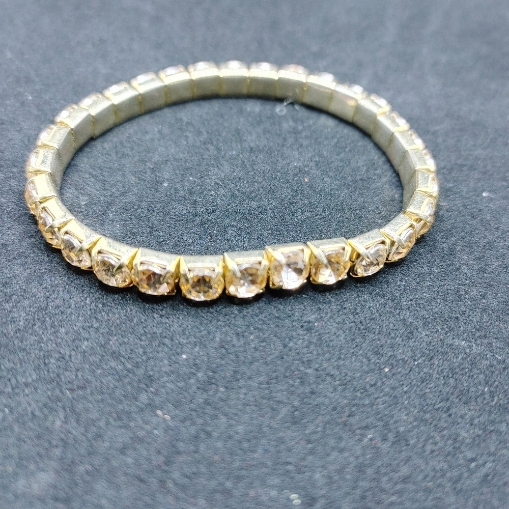 J.Crew Gold Crystal Stretch Tennis Bracelet - Picture 2 of 2